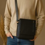 Axton – Black Leather Crossbody Sling Bag - Image 3