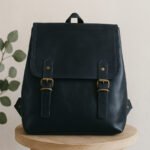 Blue Italian Leather Backpack