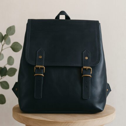 Blue Italian Leather Backpack