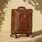 Cognac Glide Leather Trolley Bag