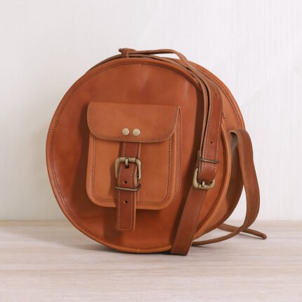Dapper Round Leather Sling Bag