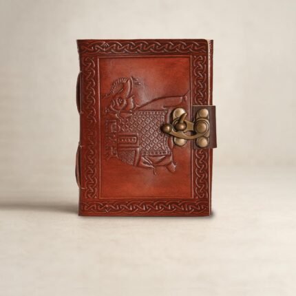 Elephant Embossed Leather Diary with Clasp Lock
