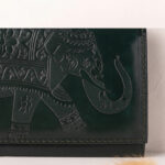 Elephant Green Leather Hand Clutch