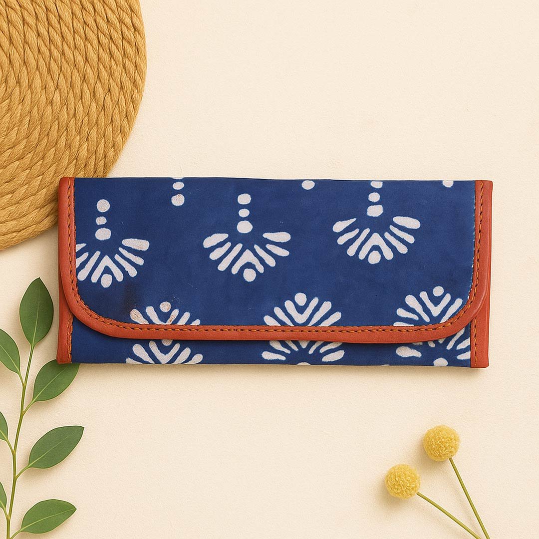 Indigo Bloom Leather Wallet-1 Indigo Bloom Leather Wallet - Image 1
