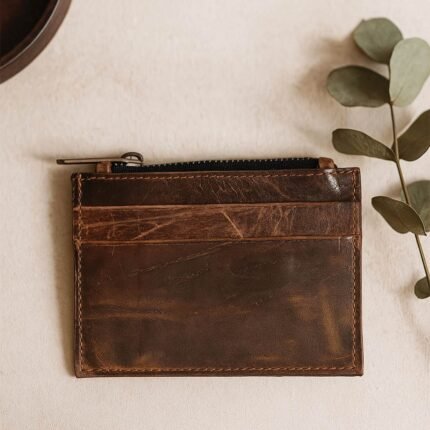 Leather Wallet with Zipper