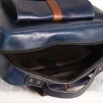 Navy Buckle Leather Backpack - Image 4