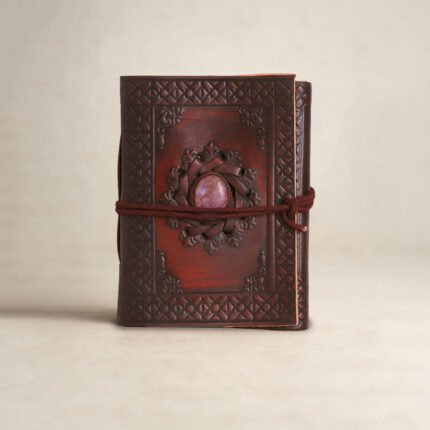 Pink Gemstone Embossed  Leather Diary