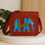 Royal Elephant Leather Sling Bag - Handpainted