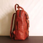 Rustic Brown Genuine Leather Backpack - Image 3
