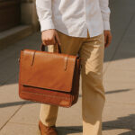 Tan Leather Laptop Office Bag for Gifting