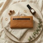 brown leather clutch wallet for women stylish