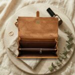 leather clutch wallet for women with compartments