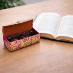 side view heritage print eyeglass case traditional textile pattern