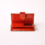 embossed leather wallet for women with compartments