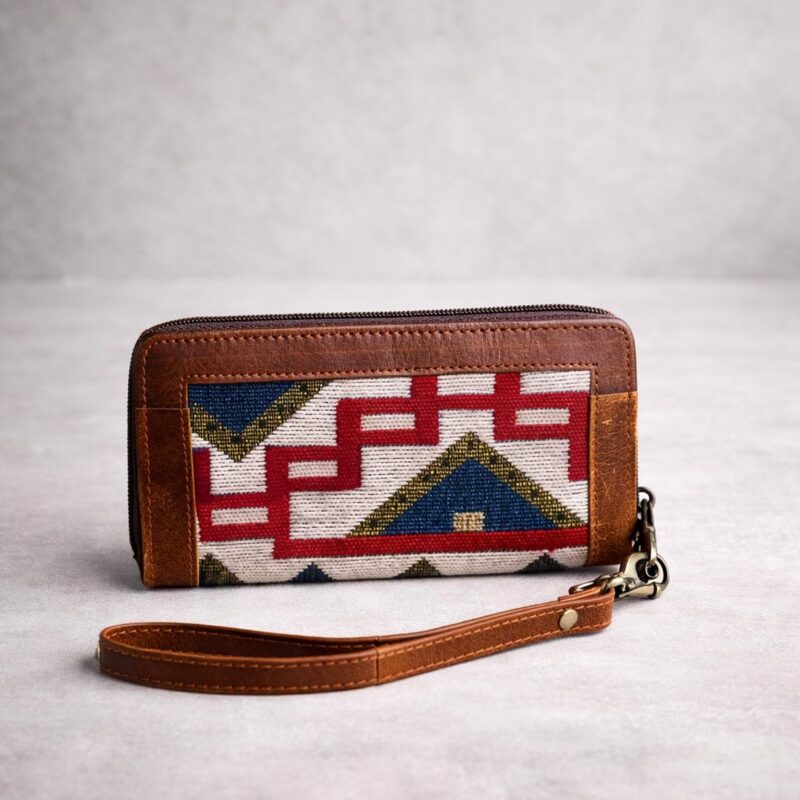 boho leather wallet handcrafted zip around wristlet