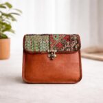 Zardozi Sling Bag handcrafted leather crossbody bag with embroidered flap
